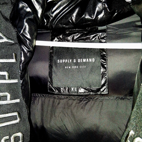 Black Puffer Jacket with Green Accents - Picture 7 of 13